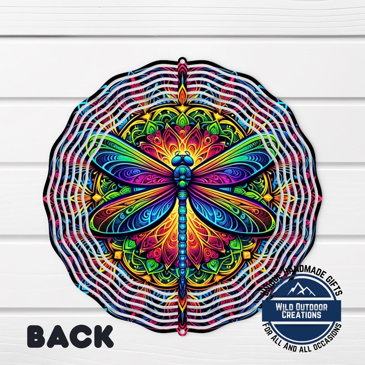 Dragonfly Wind Spinner - Vibrant Rainbow Neon Garden Decor With 360 Degree Swivel - alternate view