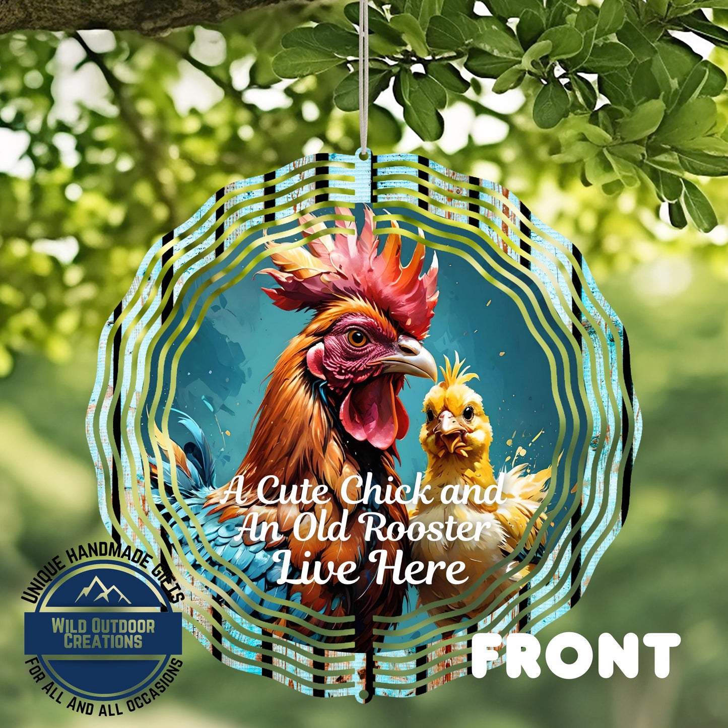 Farmhouse Chicken Spinner - 10-Inch Aluminum Double Sided Garden Wind Spinner