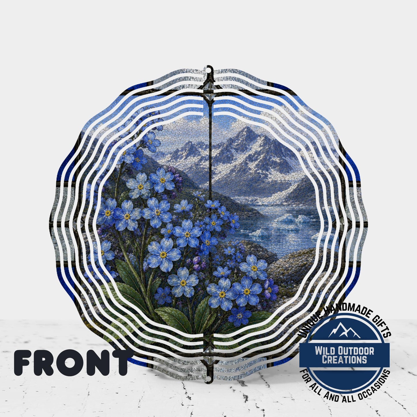 Forget Me Not Wind Spinner – Alaska Garden Decor | Aluminum Outdoor Spinner