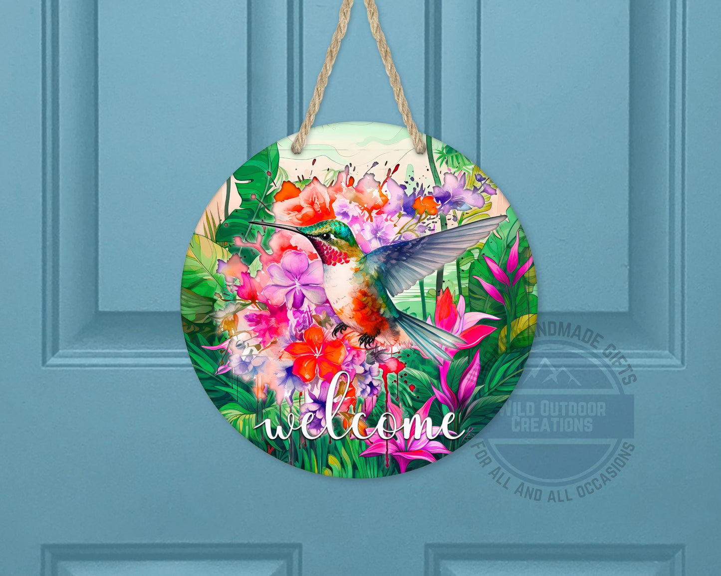 Floral Hummingbird Door Decor - Weather Resistant Garden Door Decor Sign - product dimensions and specifications