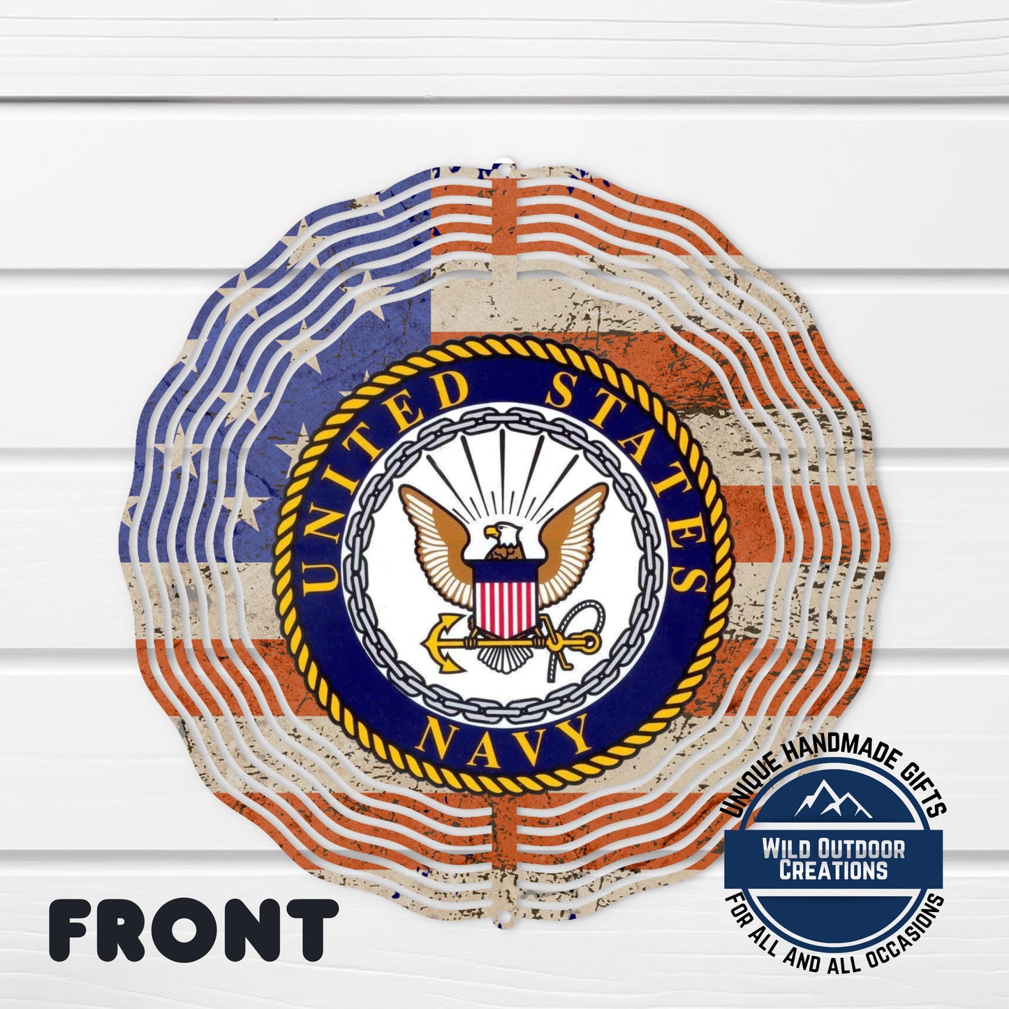 Navy Veteran Wind Spinner – Patriotic Garden Decor | Durable Aluminum, 10-Inch