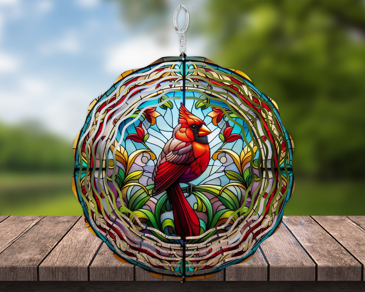 Cardinal Wind Spinner - Stained Glass Design for Nature-Inspired Porch Decor  Unique Mothers Day Gift