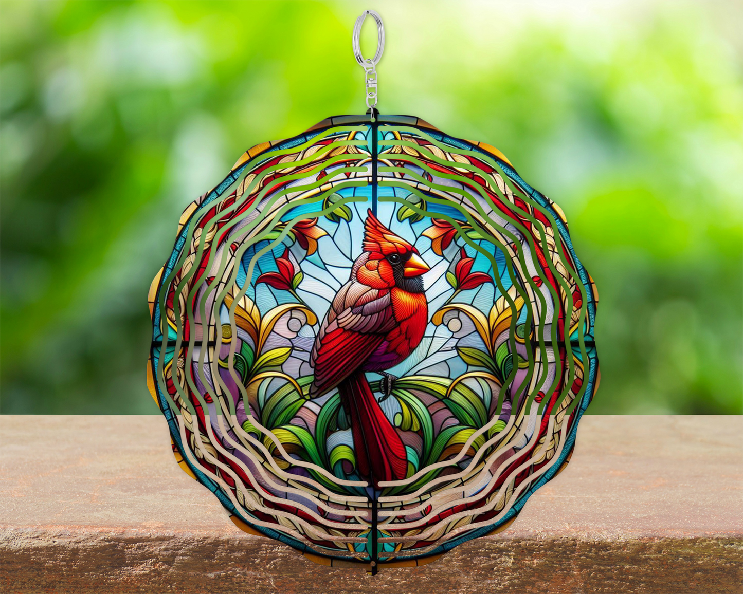 Cardinal Wind Spinner - Stained Glass Design for Nature-Inspired Porch Decor  Unique Mothers Day Gift