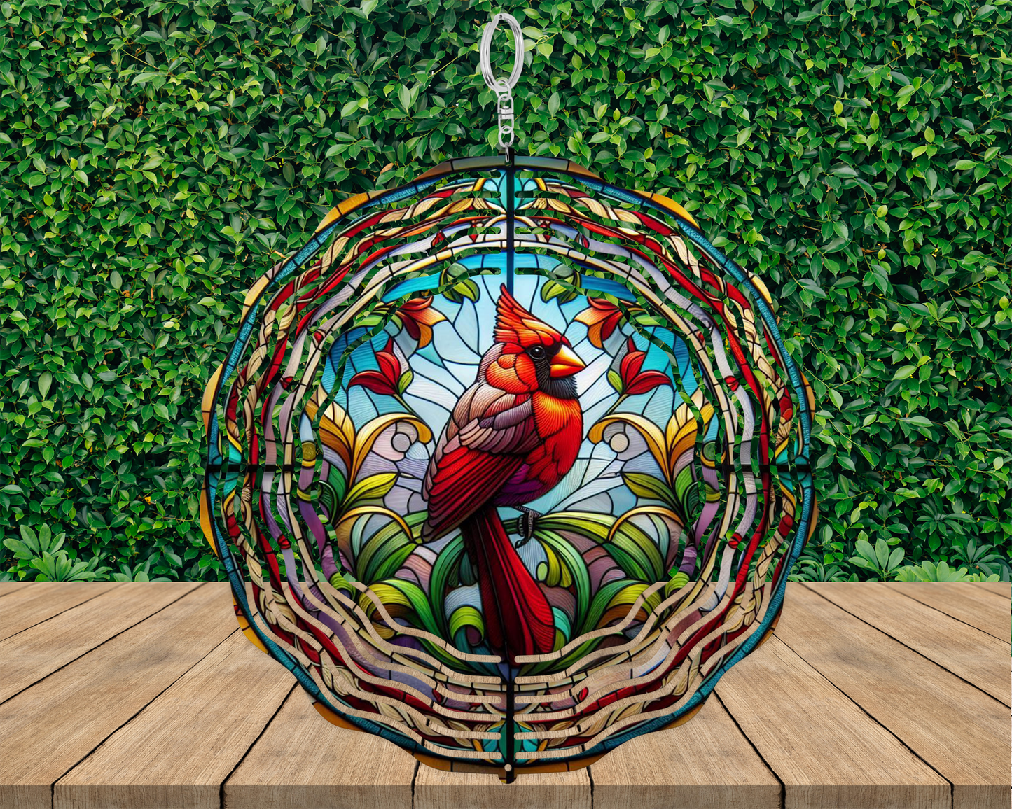 Cardinal Wind Spinner - Stained Glass Design for Nature-Inspired Porch Decor  Unique Mothers Day Gift