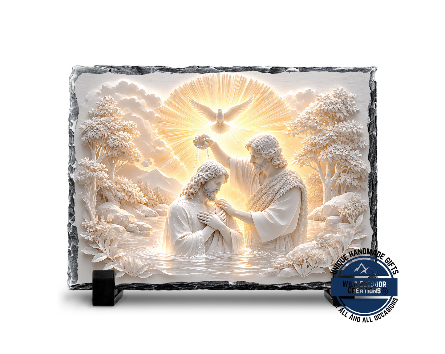 Holy Spirit Dove Baptism Slate Plaque, Jesus John Baptist Religious Decor, Confirmation Gift