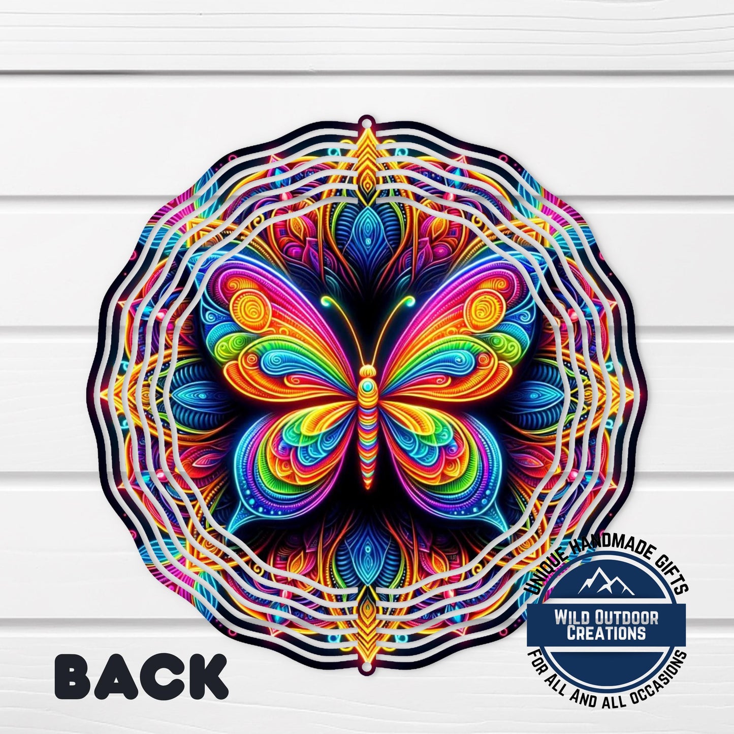 Butterfly Wind Spinner - Neon Rainbow Outdoor Garden Decor with 360° Swivel Hook - scale and size reference