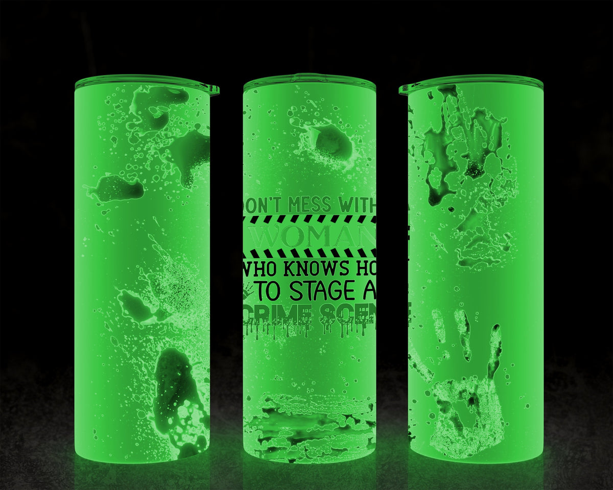 True Crime Tumbler, Bloody Handprint Glow In The Dark, 20Oz Cup