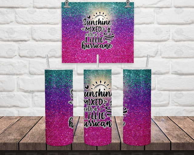 Faux Glitter Tumbler | Sunshine Mixed Hurricane, 20Oz Travel Cup