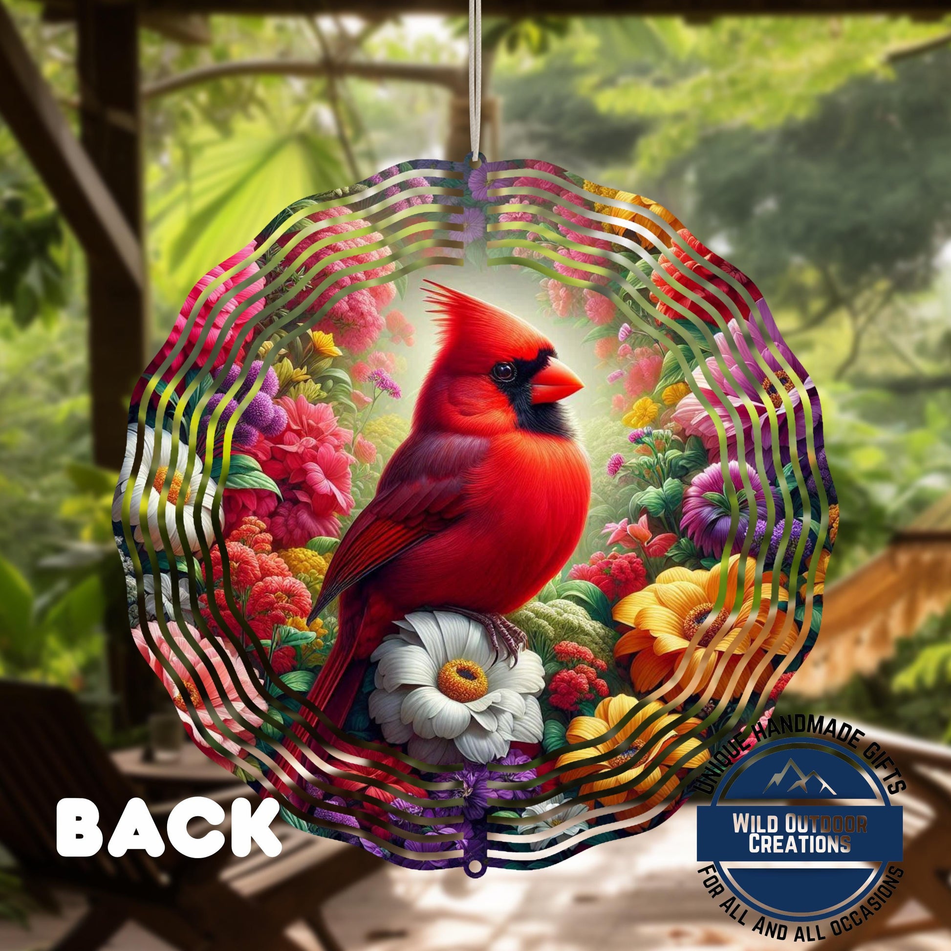 Cardinal Wind Spinner – 10 Inch Outdoor Garden Decor with Vibrant Red Bird & 360 Swivel Hook - product dimensions and spec...