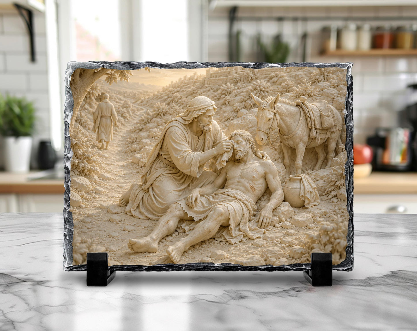 Good Samaritan Slate Plaque, Parable of Jesus Religious Decor, Christian Compassion Gift