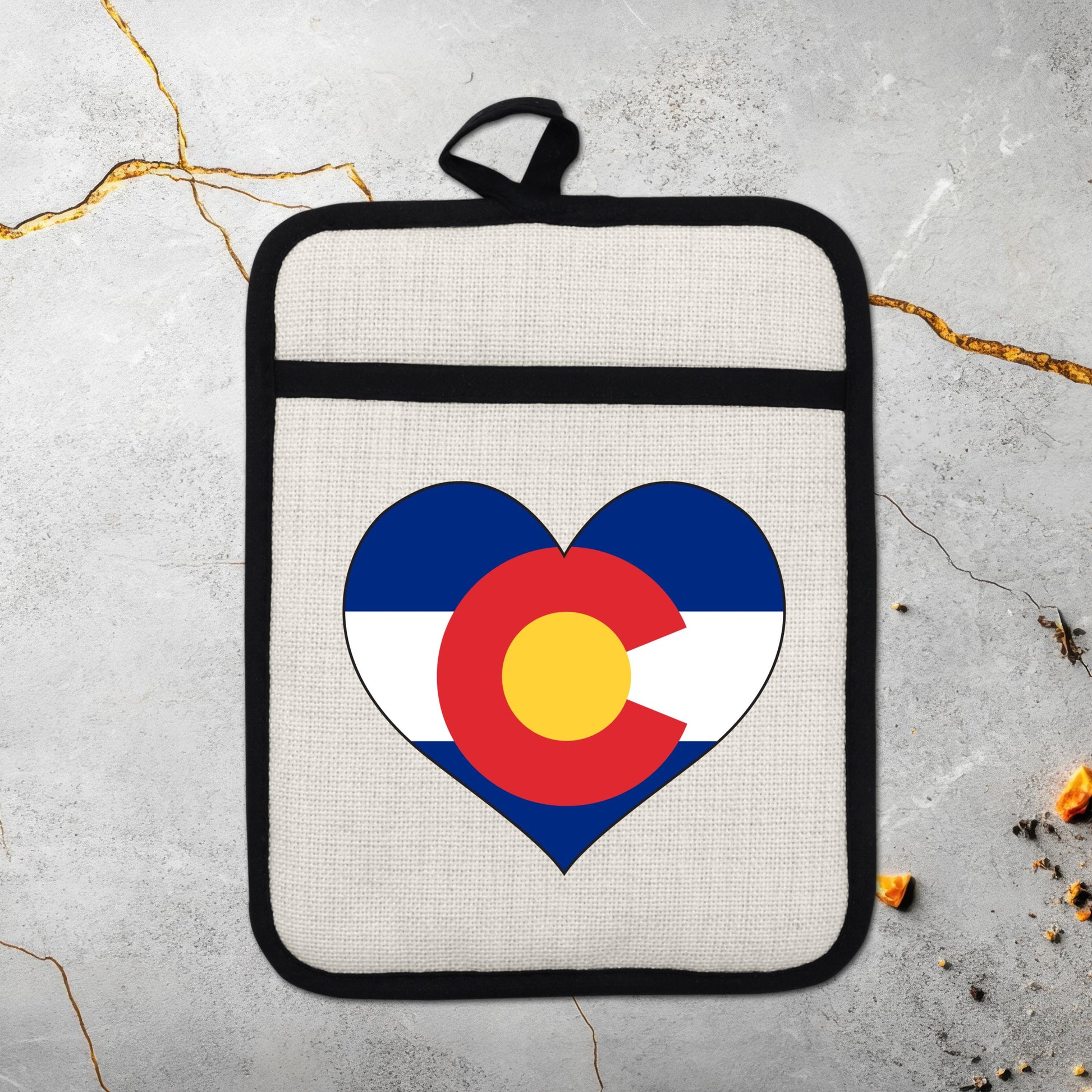 Colorado Heart Pot Holder – Silicone Pot Holder with Linen Front & Heat Resistant Trivet - additional product photo 18