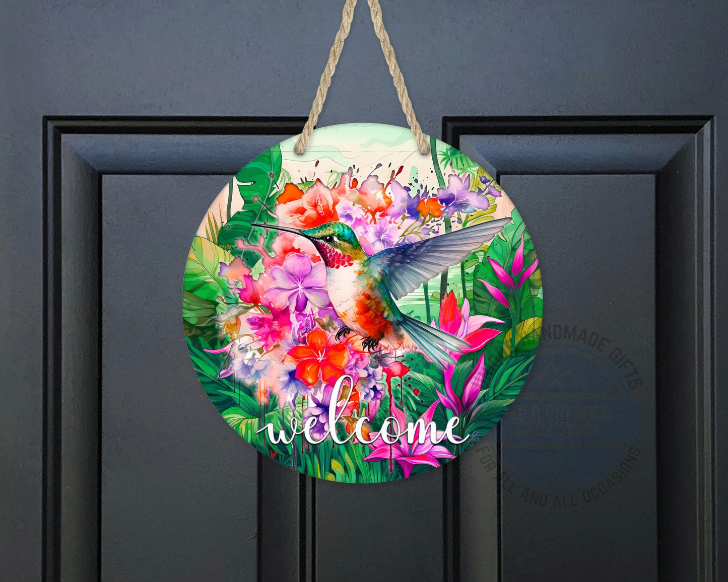 Floral Hummingbird Door Decor - Weather Resistant Garden Door Decor Sign - additional product photo 10