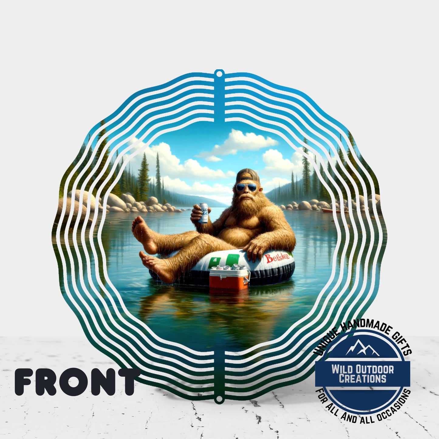 Bigfoot Wind Spinner - Aluminum Garden Decor | Double-Sided Lake House Ornament - additional angle