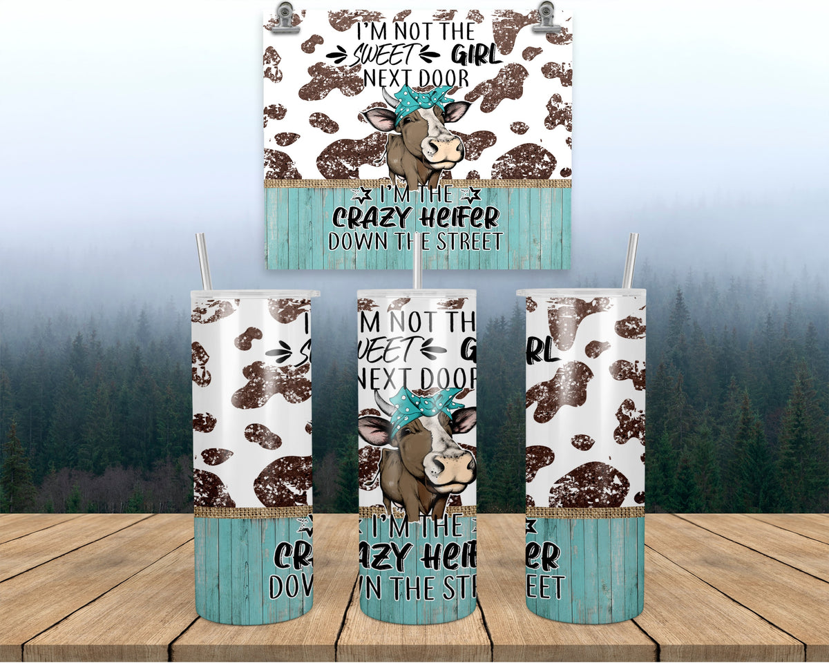 Cow Print Tumbler, Crazy Heifer Stainless Steel Cup With Lid, Straw