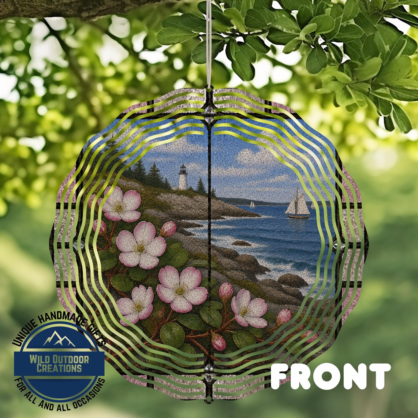 Mayflower Wind Spinner – Massachusetts Garden Decor With Pink Flower Art