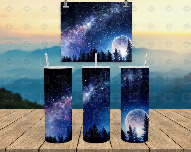 Night Sky Tumbler, Moon And Stars Wrap - 20Oz Stainless Steel Cup