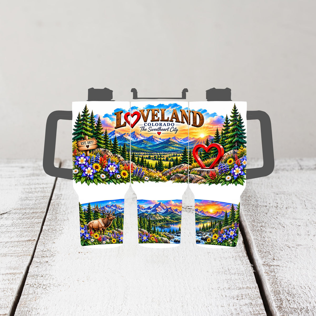 Loveland Colorado Tumbler, 40 Oz With Handle, Sweetheart City Gift