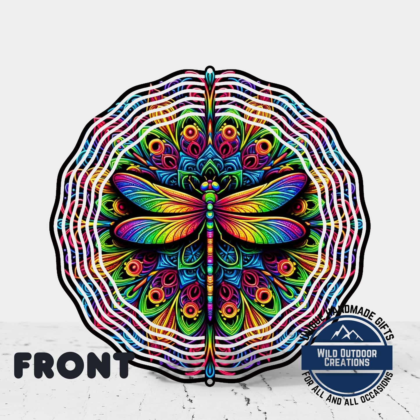 Dragonfly Wind Spinner - Neon Garden Decor | Aluminum Patio Wind Decoration - additional product photo 11