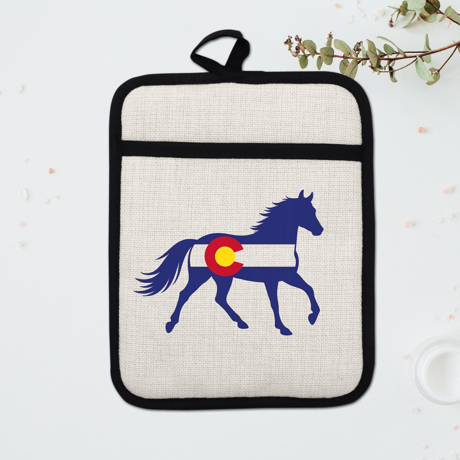 Horse Oven Mitt - Colorado Pot Holder With Silicone Back & Linen Front, Heat Resistant - additional product photo 15