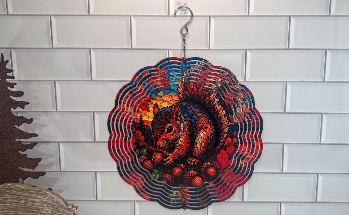Fall Squirrel Wind Spinner | 10 Inch | 360 Swivel | Indoor Outdoor Décor Display Accent