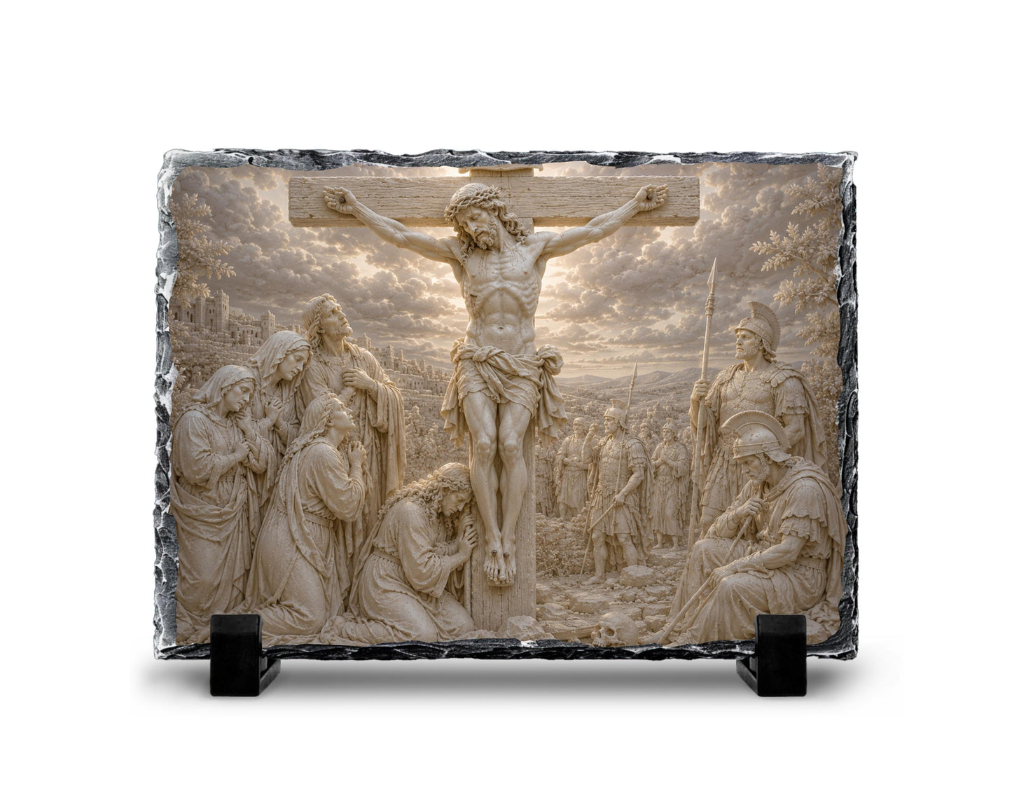 Crucifixion of Jesus Slate Plaque, Christ on Cross Religious Decor, Christian Easter Gift