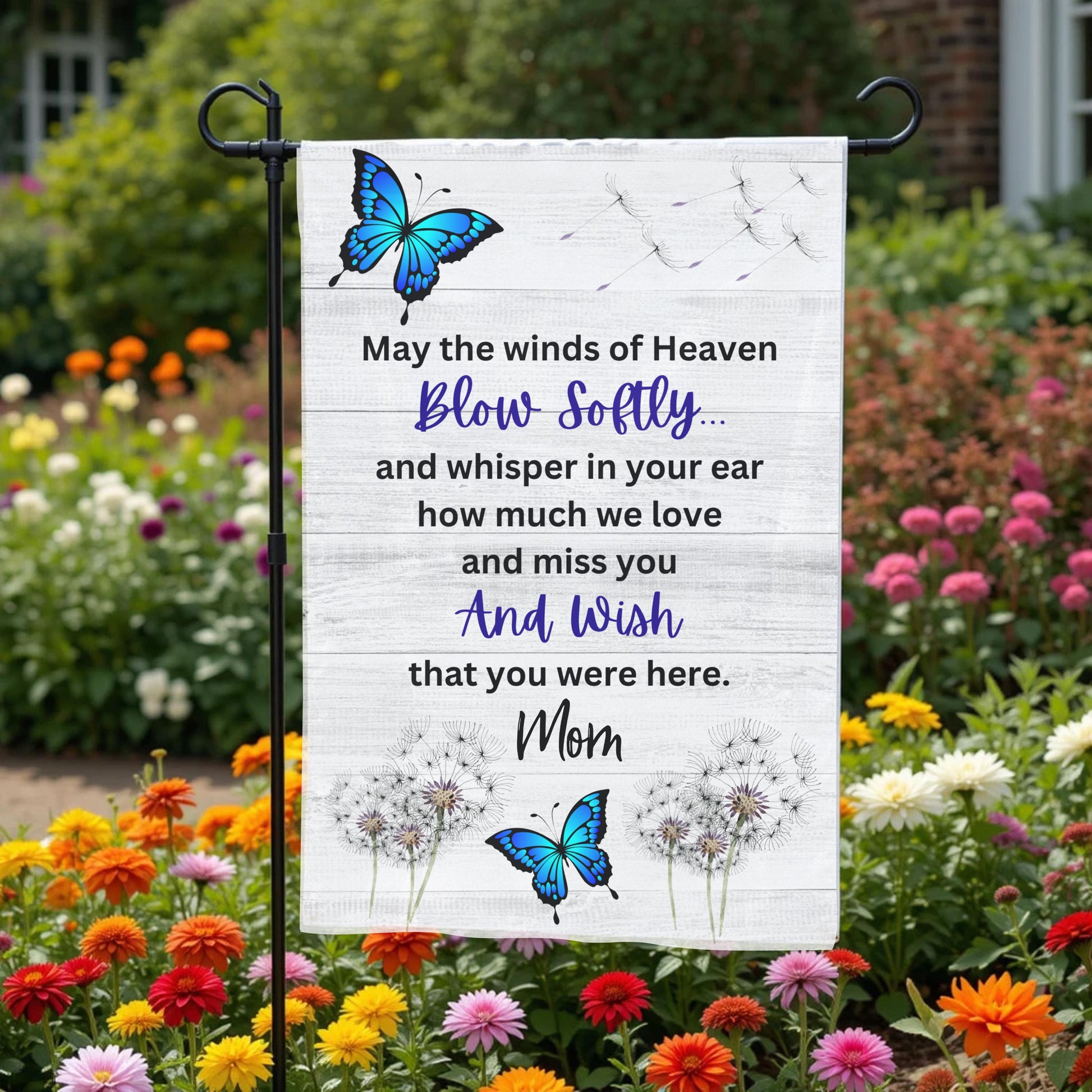 Memorial Garden Flag – Personalized Butterfly Sympathy Outdoor Garden Remembrance Flag 12x18 - front and back