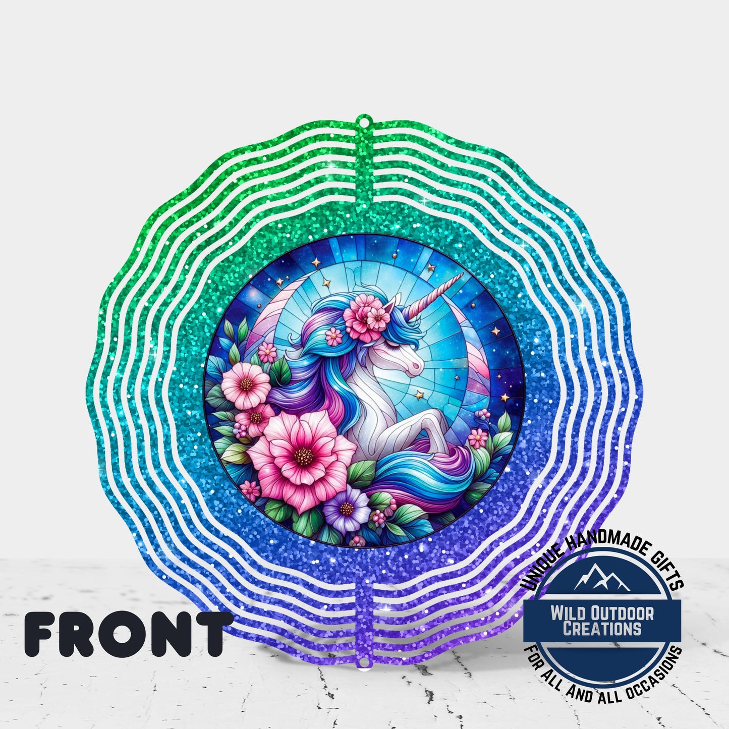 Unicorn Wind Spinner - Double Sided Glitter Ombre 10 Inch Outdoor Decor - additional product photo 11