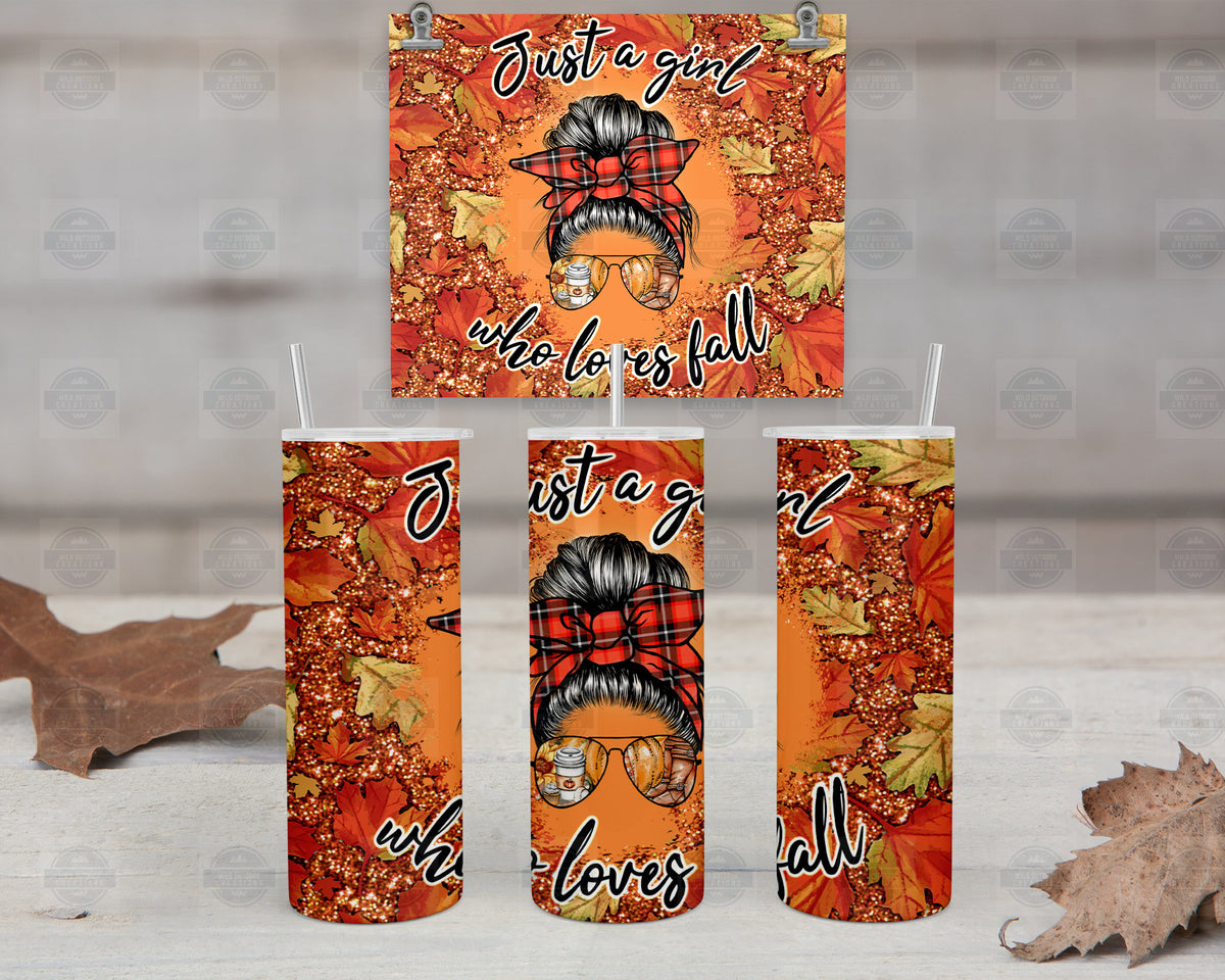 20Oz Stainless Steel Tumbler, Just A Girl Who Loves Fall, Leaves