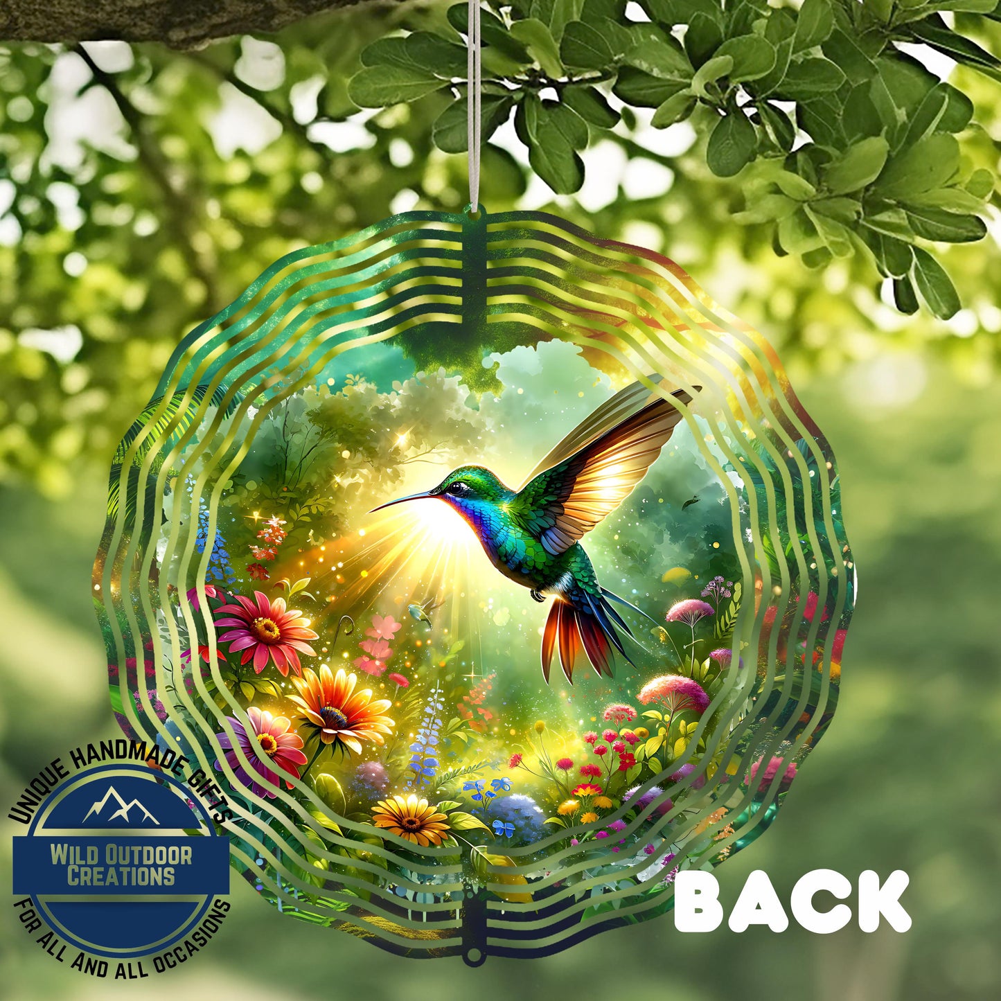 Hummingbird Wind Spinner - Double Sided Aluminum Garden Spinner With UV Protected Finish