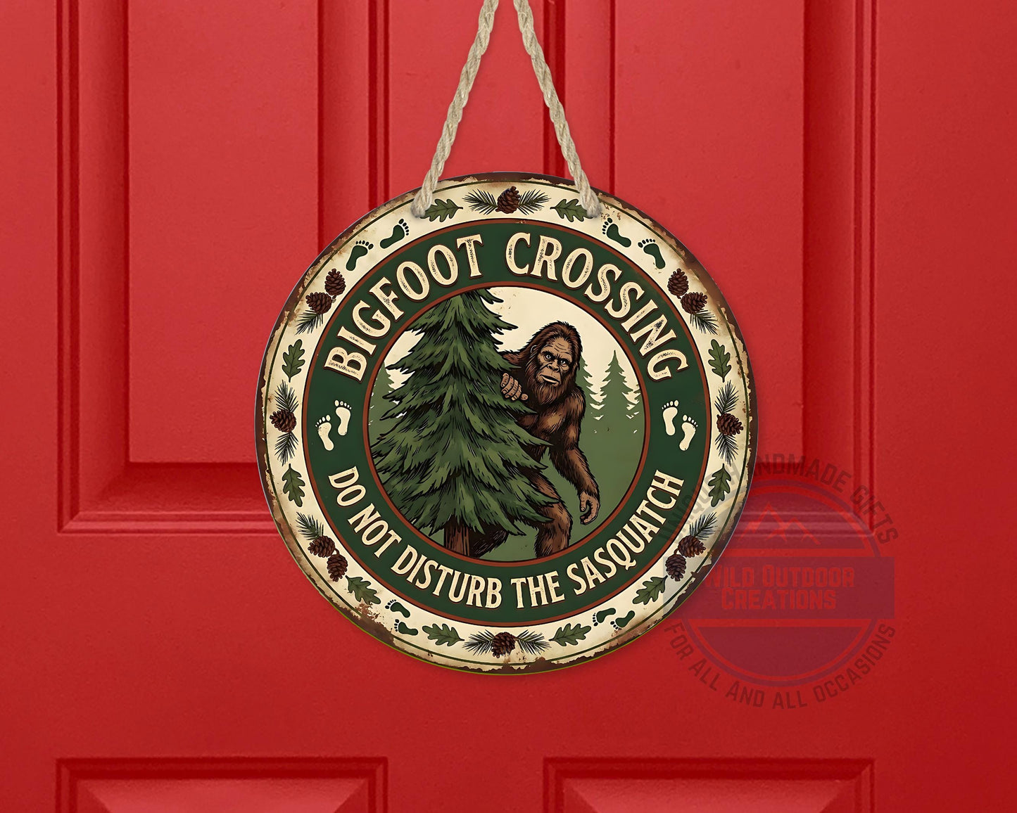 Bigfoot Crossing Sign - Rustic Cabin Decor | Weather Resistant Outdoor Porch Sign - additional angle