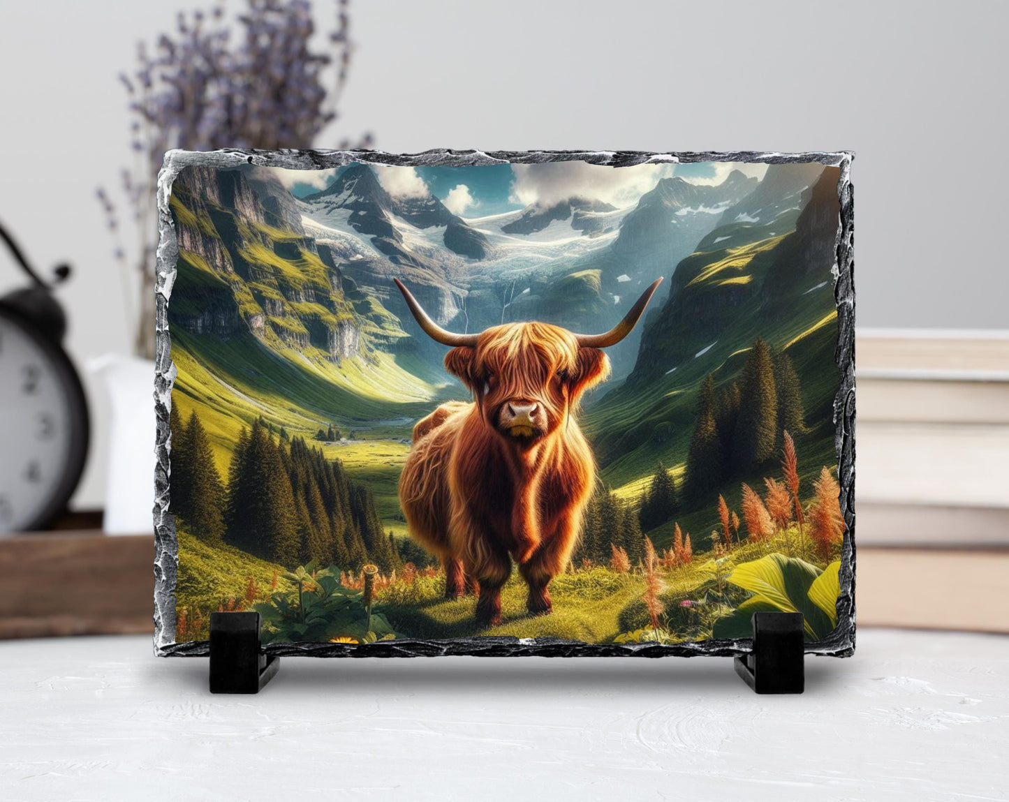 Highland Cow Plaque – Rustic Farmhouse Decor With Durable Slate Art - product dimensions and specifications