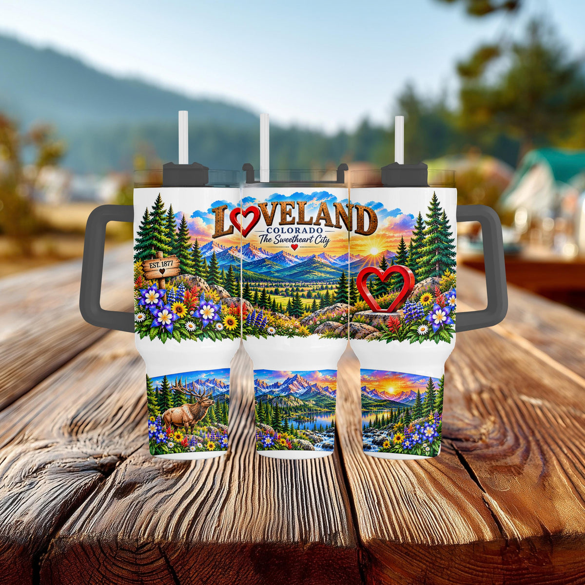 Loveland Colorado Tumbler, 40 Oz With Handle, Sweetheart City Gift