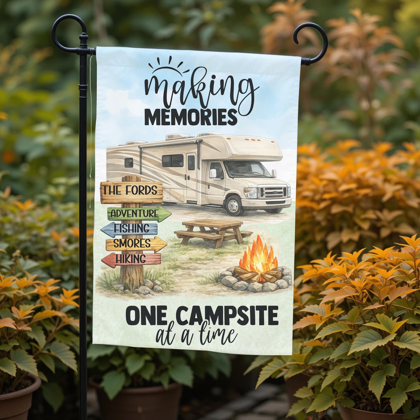 Class C Motorhome Flag - Personalized Camper Garden Flag | Custom Family Name Outdoor Decor - alternate view