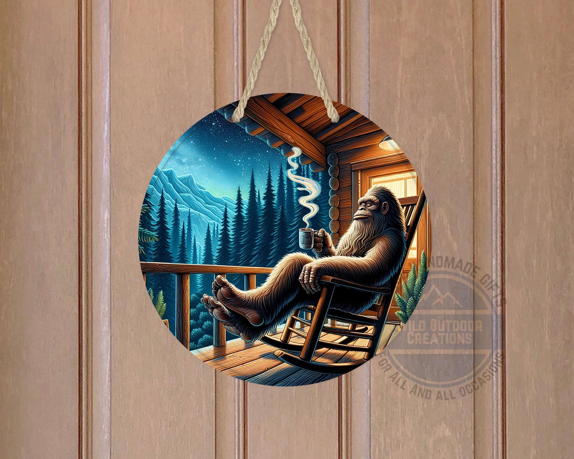 Bigfoot Porch Decor – Sasquatch Door Hanger | Rustic Cabin Wall Art, Weather Resistant Sign - packaging and presentation