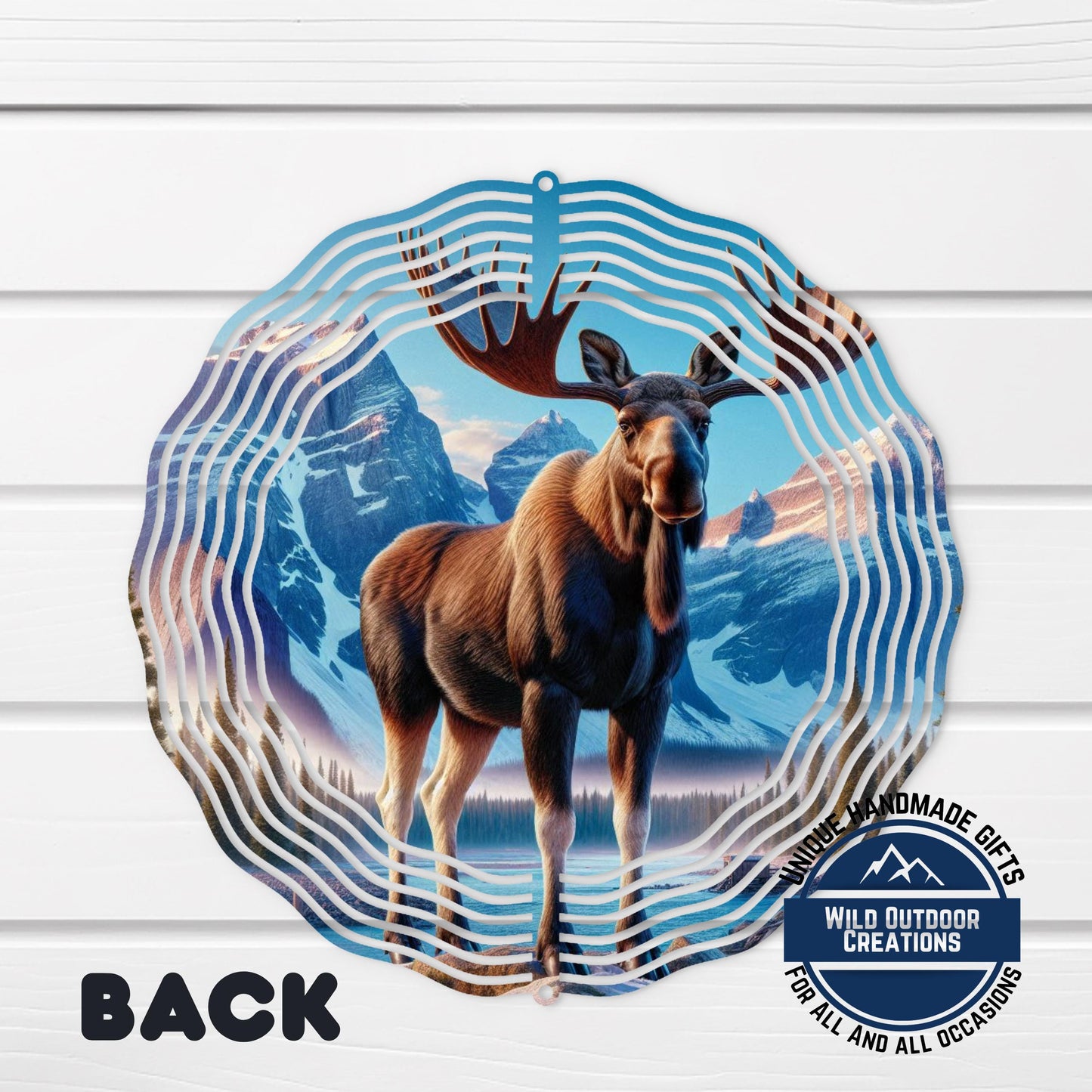 Moose Wind Spinner - 10 Inch Double-Sided Aluminum Rustic Cabin Decor - alternate view
