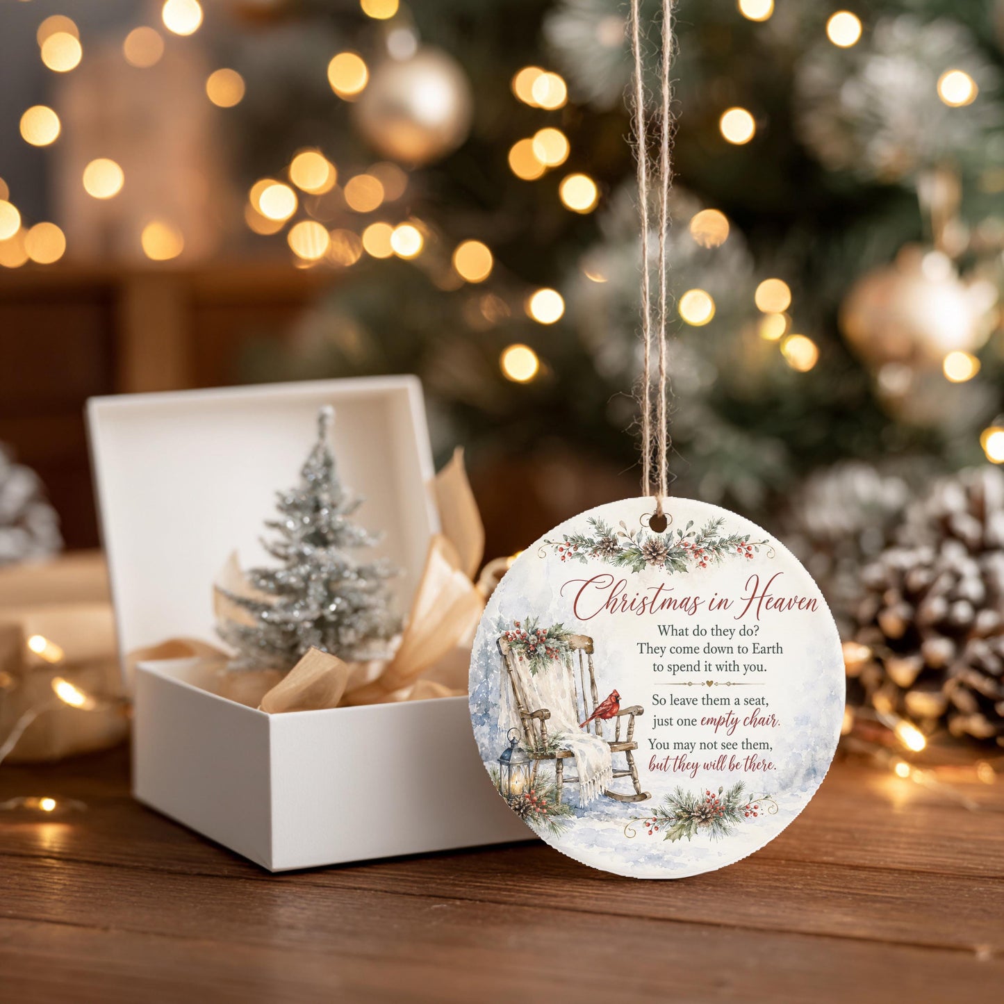 Memorial Ornament, Christmas In Heaven Ceramic Cardinal Keepsake