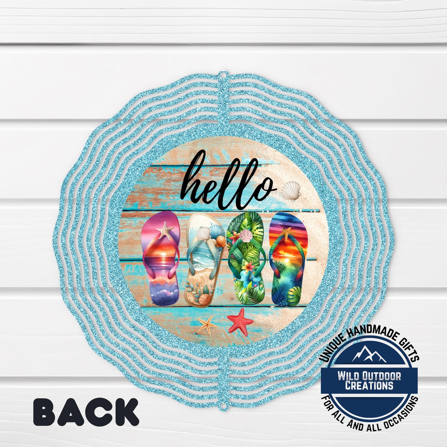 Flip Flop Wind Spinner - Colorful Summer Patio Decor | Coastal Yard Art - scale and size reference
