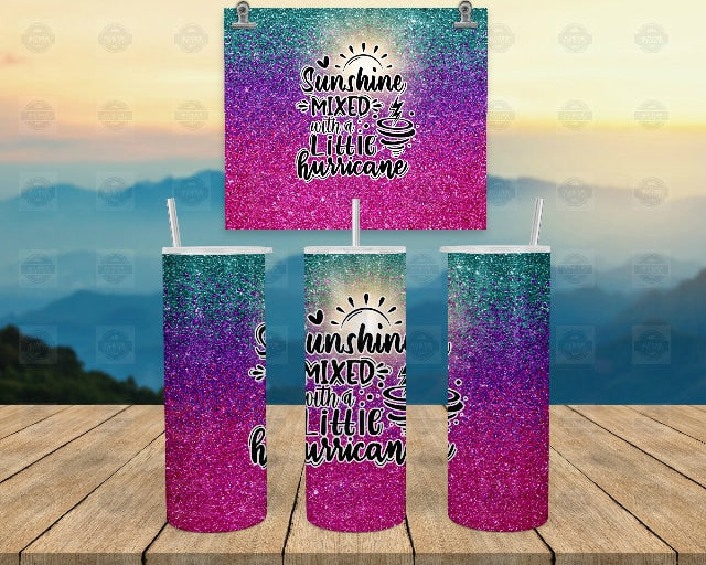 Faux Glitter Tumbler | Sunshine Mixed Hurricane, 20Oz Travel Cup