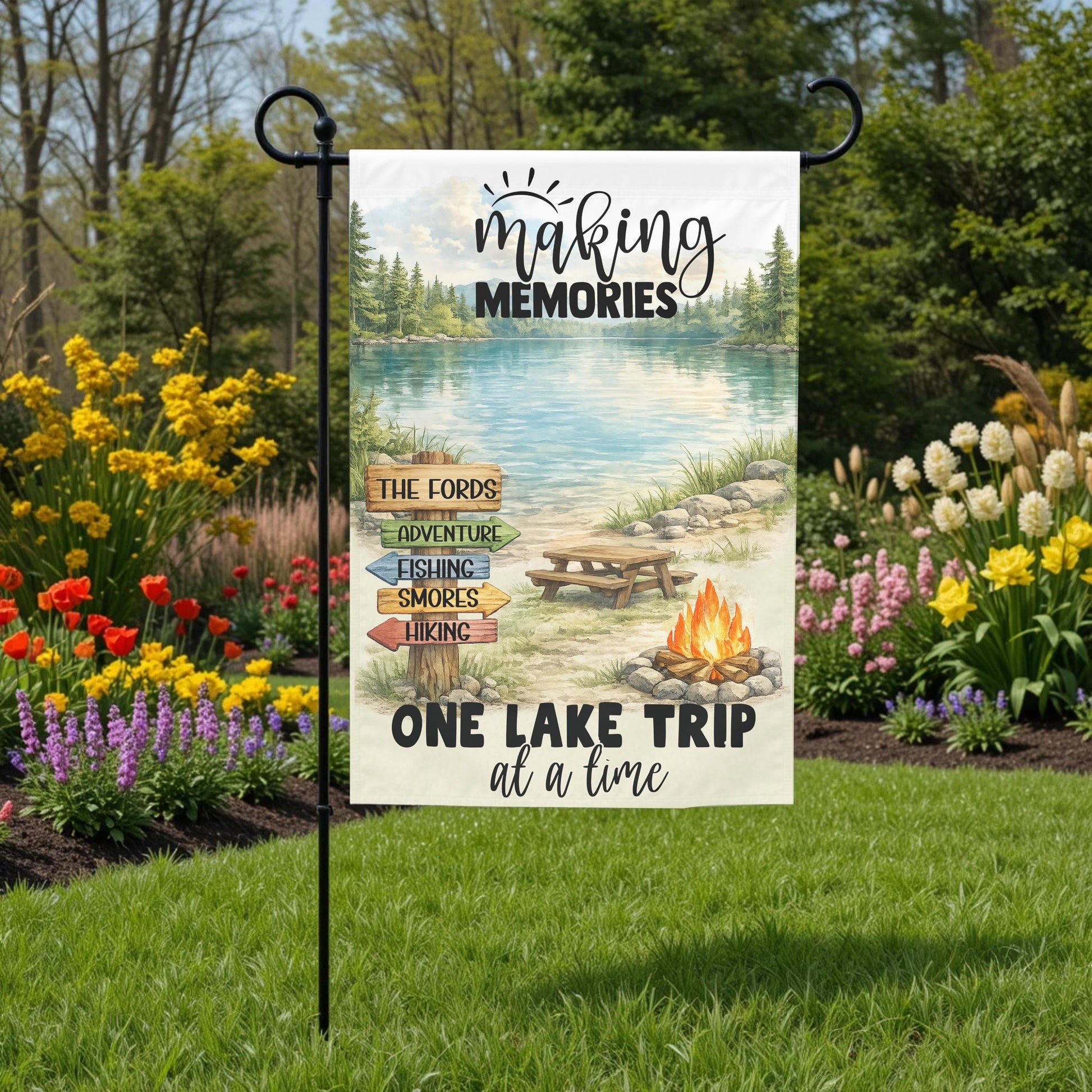 Personalized Lake Flag - Custom Lake Trip Garden Flag 12x18 | UV Protected Double Sided - design detail