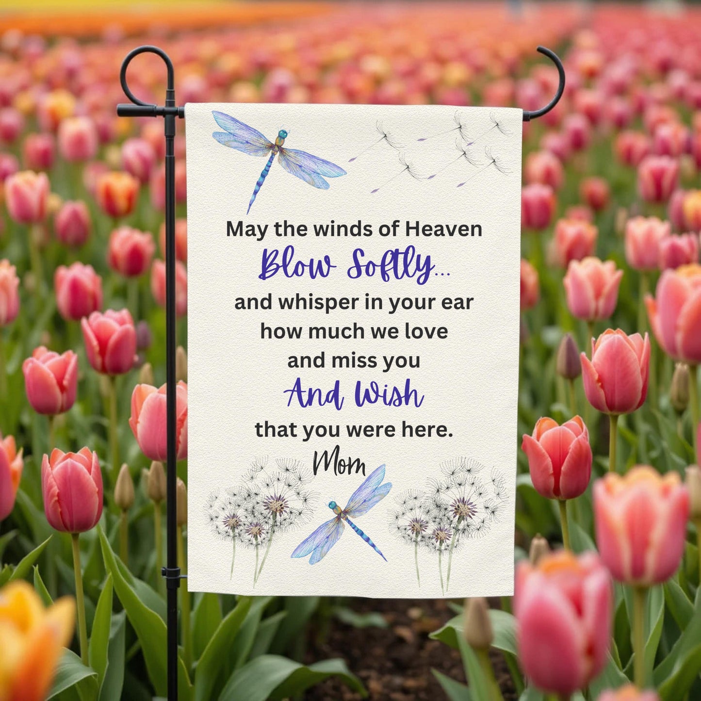 Personalized Garden Flag – Dragonfly Memorial Double-Sided 12x18 UV Protected - close up detail
