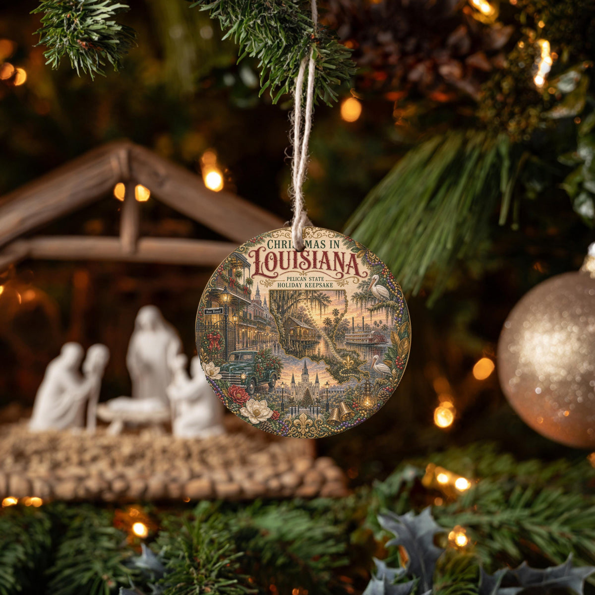 Louisiana Christmas Ornament | French Quarter Ceramic Keepsake