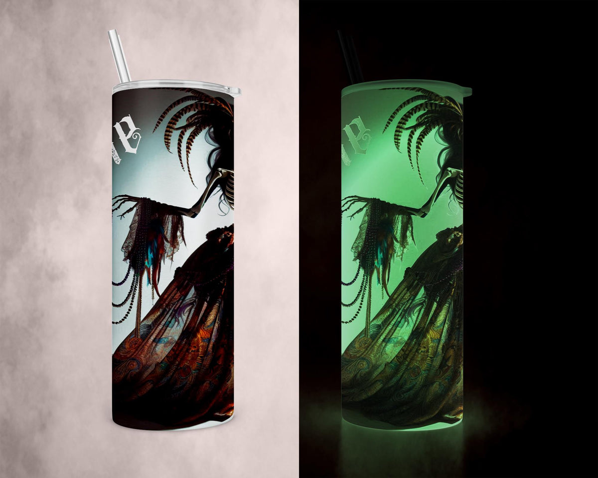 Voodoo Queen Tumbler, Glow In The Dark Mardi Gras, 20Oz Stainless Steel