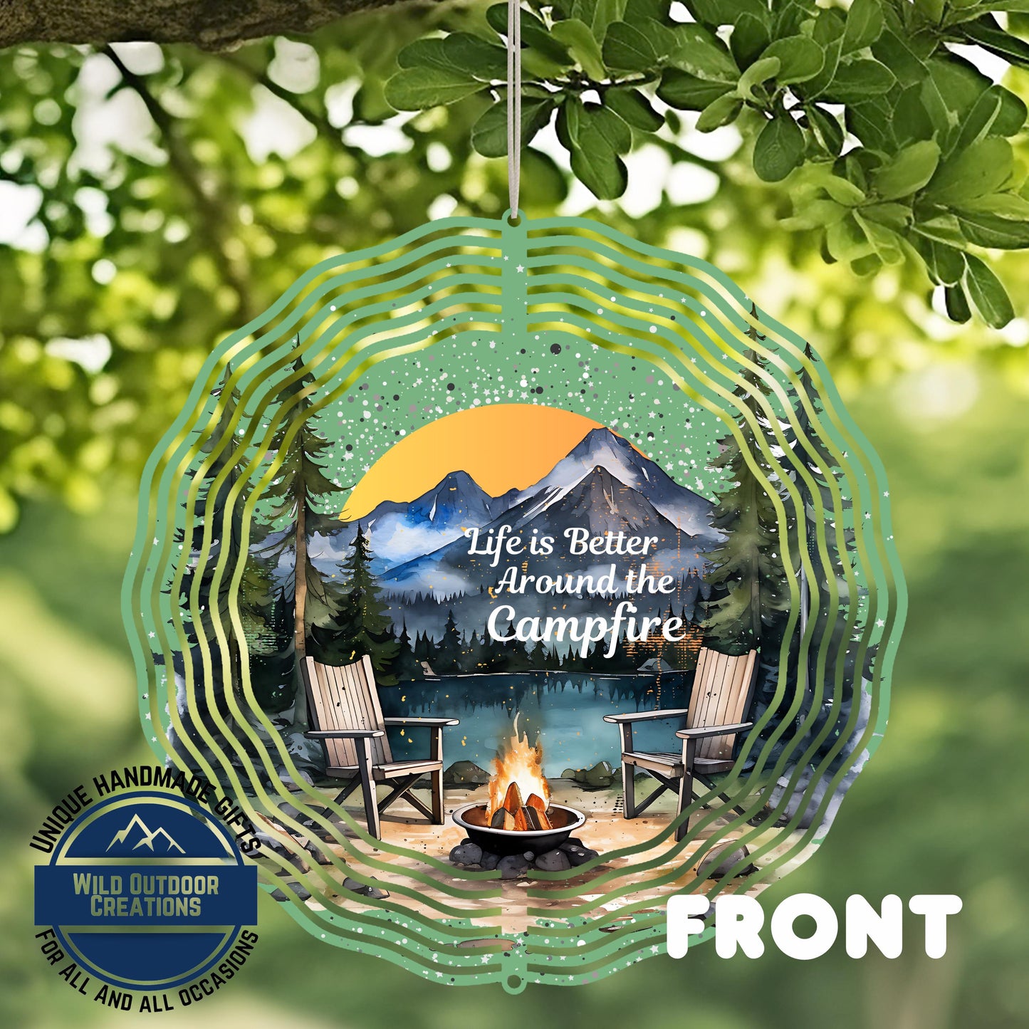 Campfire Wind Spinner – Outdoor Garden Decor | Aluminum Double-Sided Design