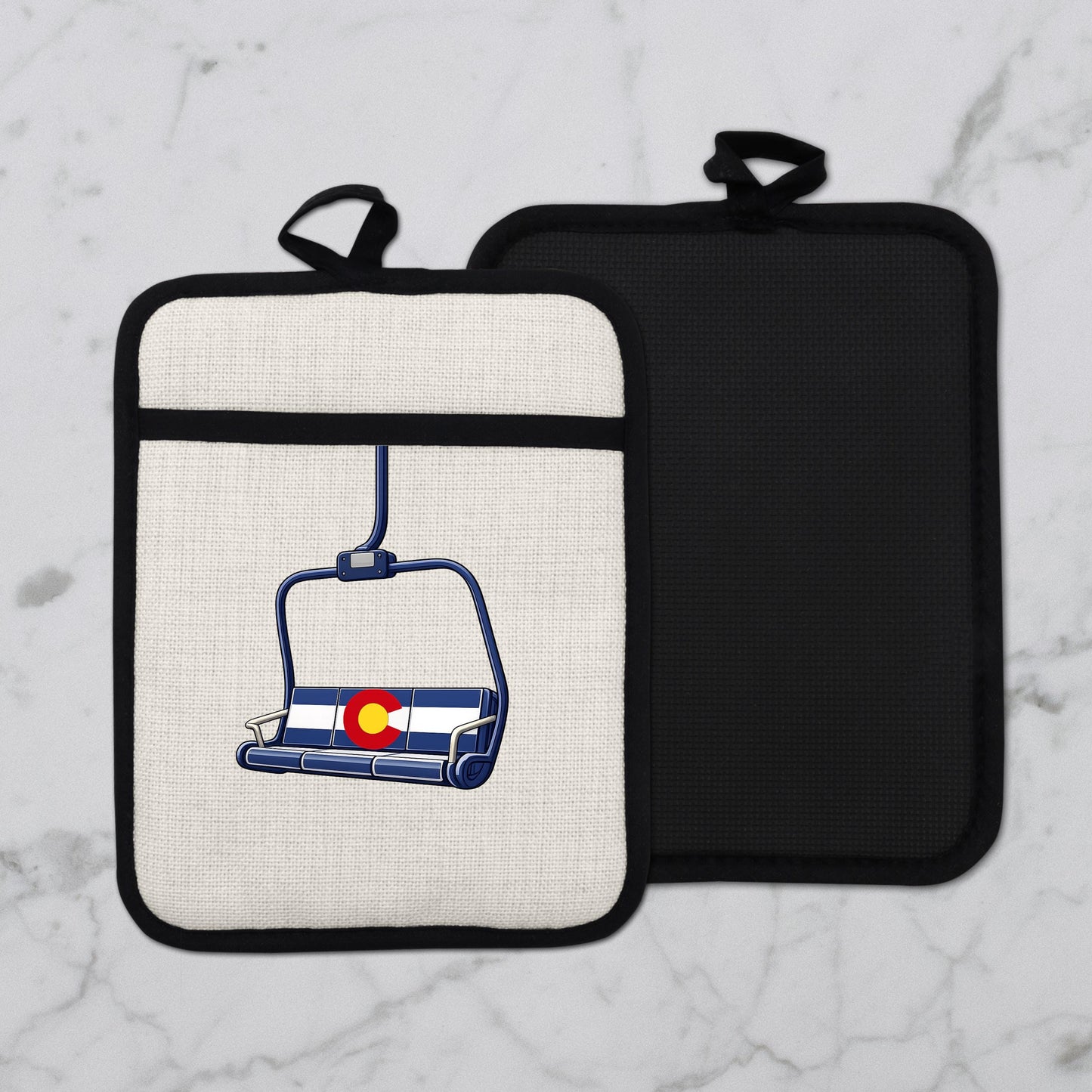 Colorado Flag Pot Holder – Ski Lift Pot Holder with Heat Resistant Mitt & Non Slip Trivet - additional product photo 13