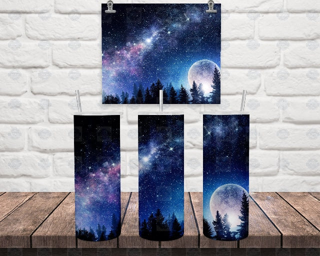 Night Sky Tumbler, Moon And Stars Wrap - 20Oz Stainless Steel Cup