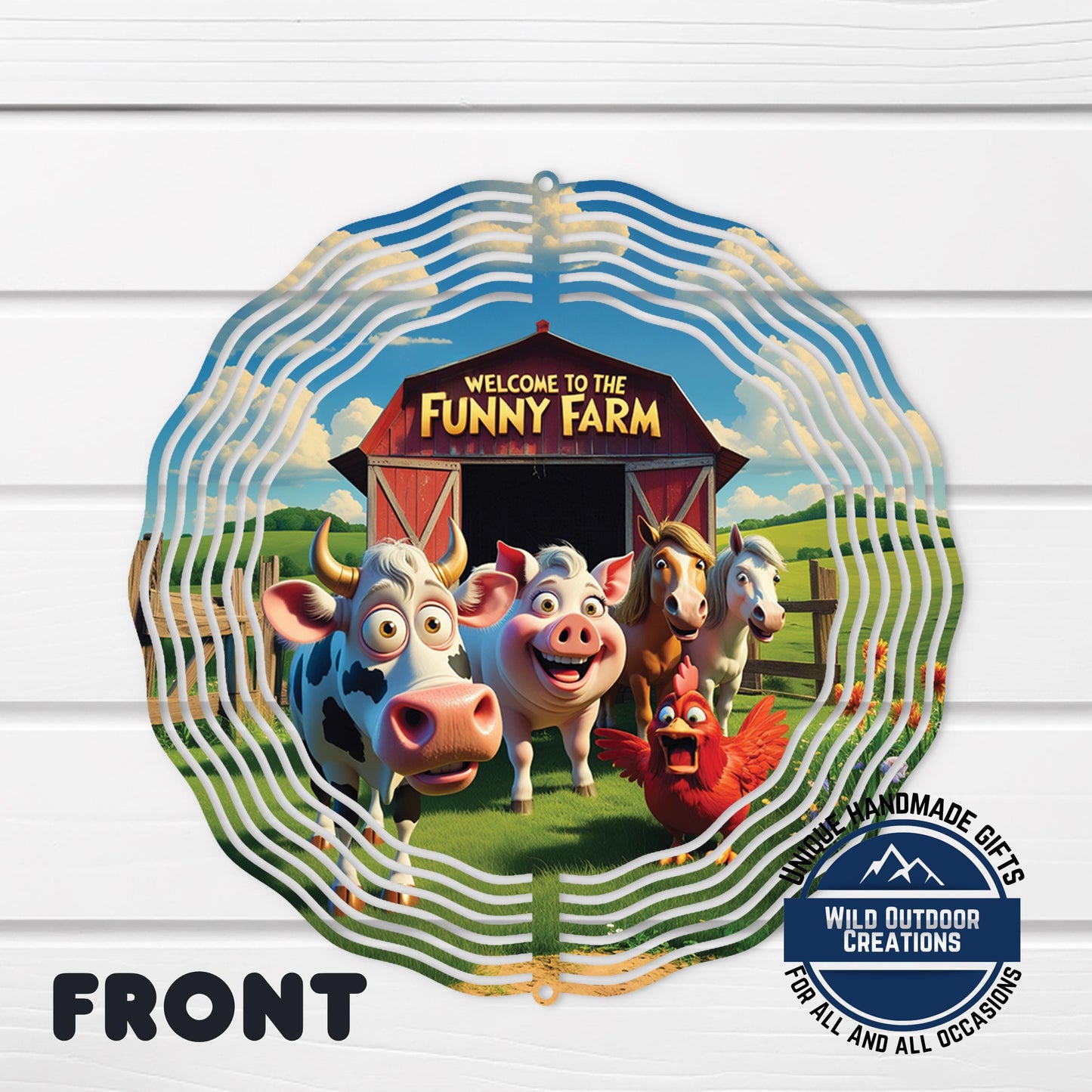 Funny Farm Wind Spinner - Aluminum Outdoor Decor With Cow, Pig & Horse Garden Art