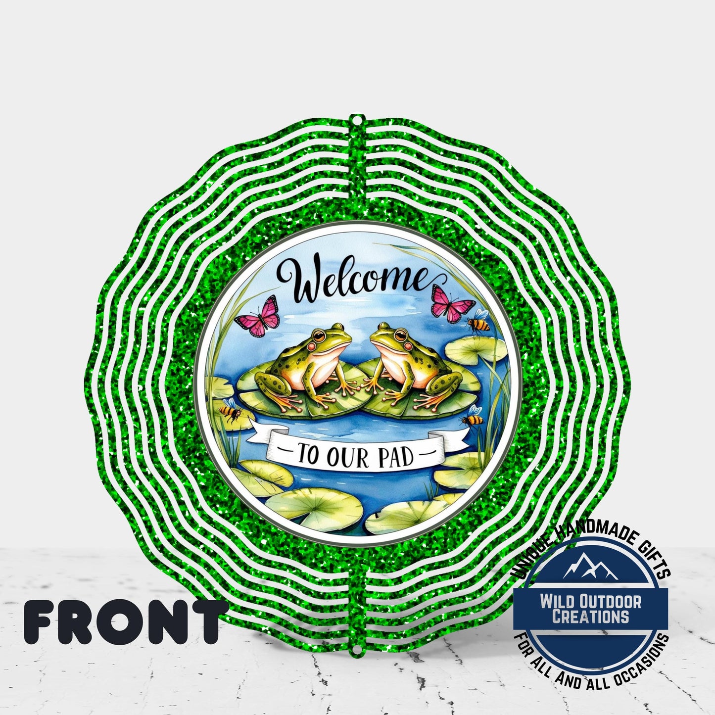 Frog Garden Spinner - Outdoor Garden Decor with Blue Green Glitter & UV Protection - additional product photo 11