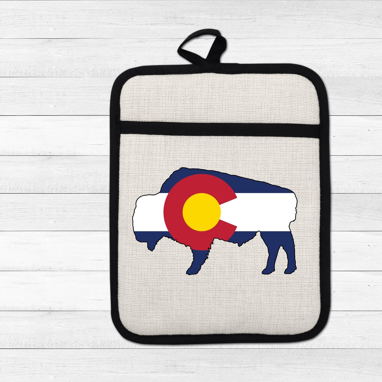Bison Pot Holder – Colorado Pot Holder With Linen & Silicone, Heat Resistant Trivet - gift presentation view