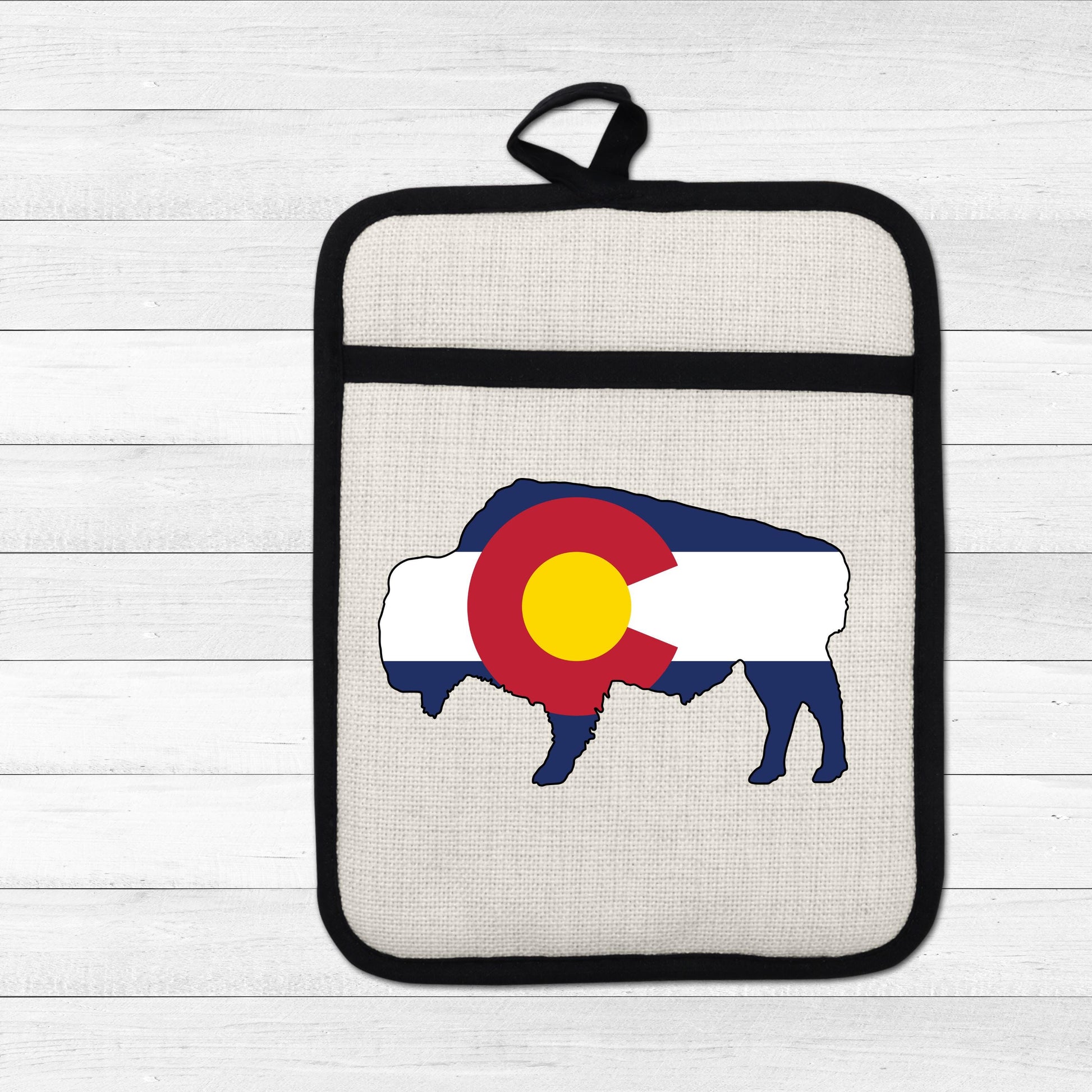 Bison Pot Holder – Colorado Pot Holder With Linen & Silicone, Heat Resistant Trivet - gift presentation view