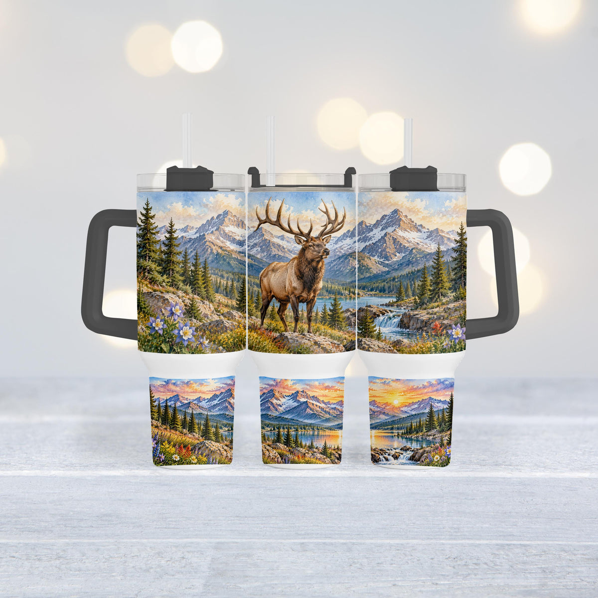 Bull Elk Tumbler, 40 Oz With Handle | Rocky Mountain Wildlife Cup